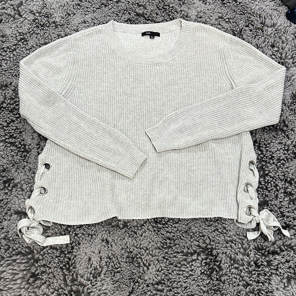 Fate Light Gray Women's Crew Neck Sweater - Picture 5 of 9